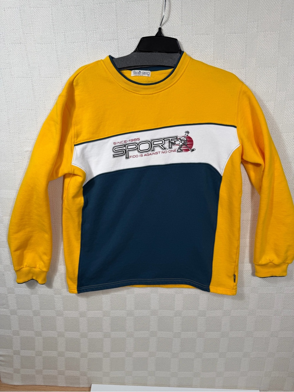 80’s Vintage Fido Dido Boys 16 Colorblock Sweatshirt Yellow & Navy